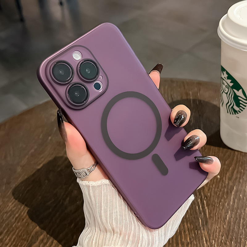 适用苹果16Promax手机壳新款冰雾无线磁吸半透明iPhone15精孔超薄PC14plus磨砂镜头膜13全包保护套防摔男女款