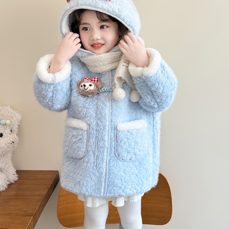 女童新款一体绒保暖洋气外套