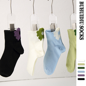 不会丢 袜子 后跟立体花朵短筒袜女ins简约风潮袜无骨袜透气短袜