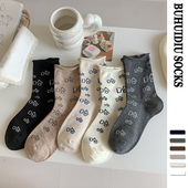 袜子 卷边中筒袜女夏季 ins潮个性 不会丢 堆堆袜春秋女款 无骨长袜