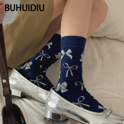 蝴蝶结袜子女款夏薄款中筒堆堆袜