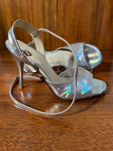 颜控仙女银色小羊皮牛皮底加厚阿根廷探戈Tango Salsa舞鞋