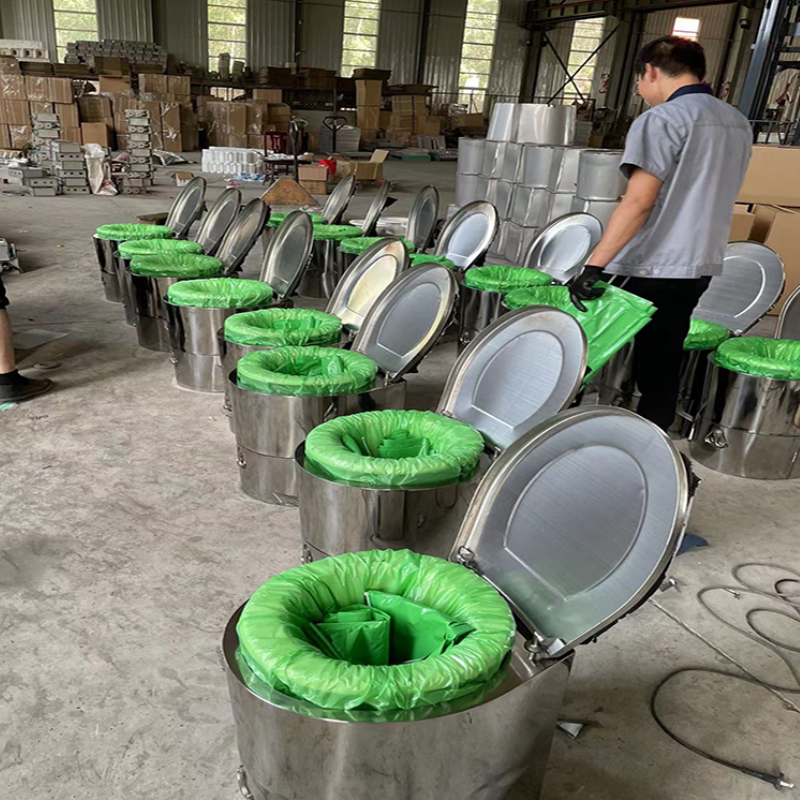 销不锈钢坐便器免水冲旱厕打包集便器人防矿山船舶用厕所可移动马