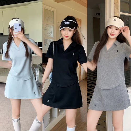 宽松遮肉洋气纯色上衣短裤裙两件