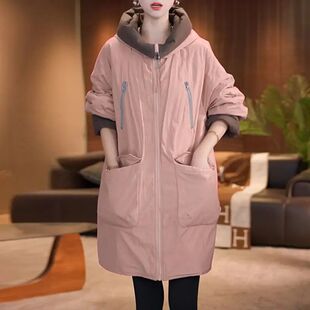 双面穿棉服女中长款韩版2026冬季新款棉衣女学生修身保暖棉袄外套