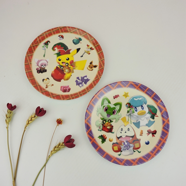 日本宝可梦中心皮卡丘伊布记念版收藏圣诞赏盘密胺碟子盘子餐具