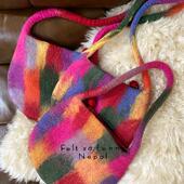 尼泊尔手工羊毛毡 创意彩虹色扎染晕染效果斜跨包单肩包时尚 可爱