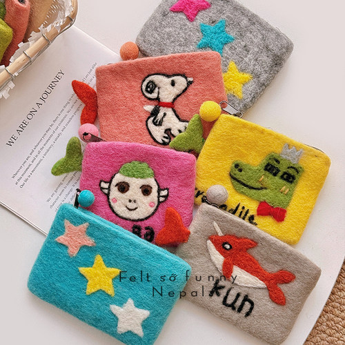 ins手工羊毛毡可爱创意零钱包