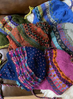 复古滑雪帽女尼泊尔加厚飞行帽耳朵保暖捂耳帽毛线帽子羊毛护耳