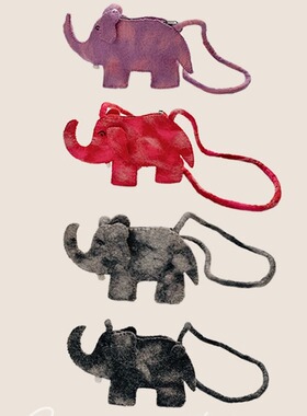 尼泊尔手工羊毛毡可爱卡通大象斜挎包小象包亲子毛毡包创意百搭