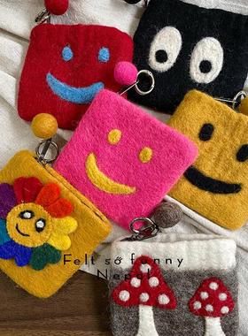 新品好可爱出口日韩黑色煤球卡包村上 隆太阳花卡通零钱包身份证