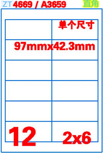 艾标A4不干胶|双鹅标签|AVERY标签|A3659/4669/12枚10FASSSON贴纸