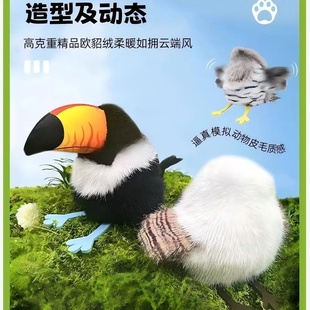 跨境爆款抖抖鸟电动猫玩具鸟叫声仿真小鸟引力自动逗猫棒消耗体力