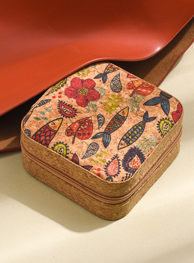 欧洲「设计师」MIHMILY 复古便携式旅行首饰盒轻奢软木珠宝收纳盒