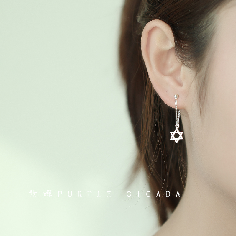 时尚耳坠紫蝉纯银甜美女