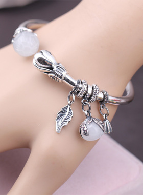 纯银足银手镯紫蝉泰银手工复古女