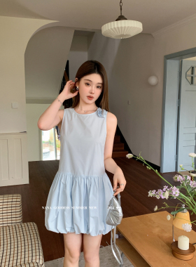ODDESS】夏季新款小女人甜美无袖蓬蓬裙连衣裙(配胸针)24310# TXQ
