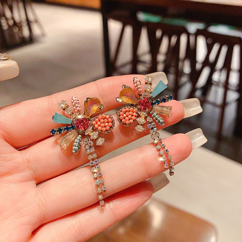 高级感法式复古耳饰锆石年潮耳环