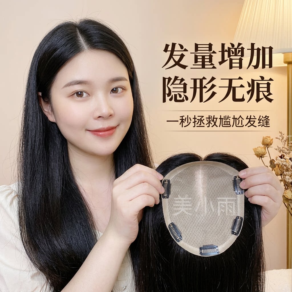 大面积假发片真发双递针头顶补发