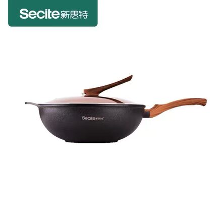 Secite新思特木鱼石系列麦饭石不粘锅家用炒菜锅电磁炉煤气通用