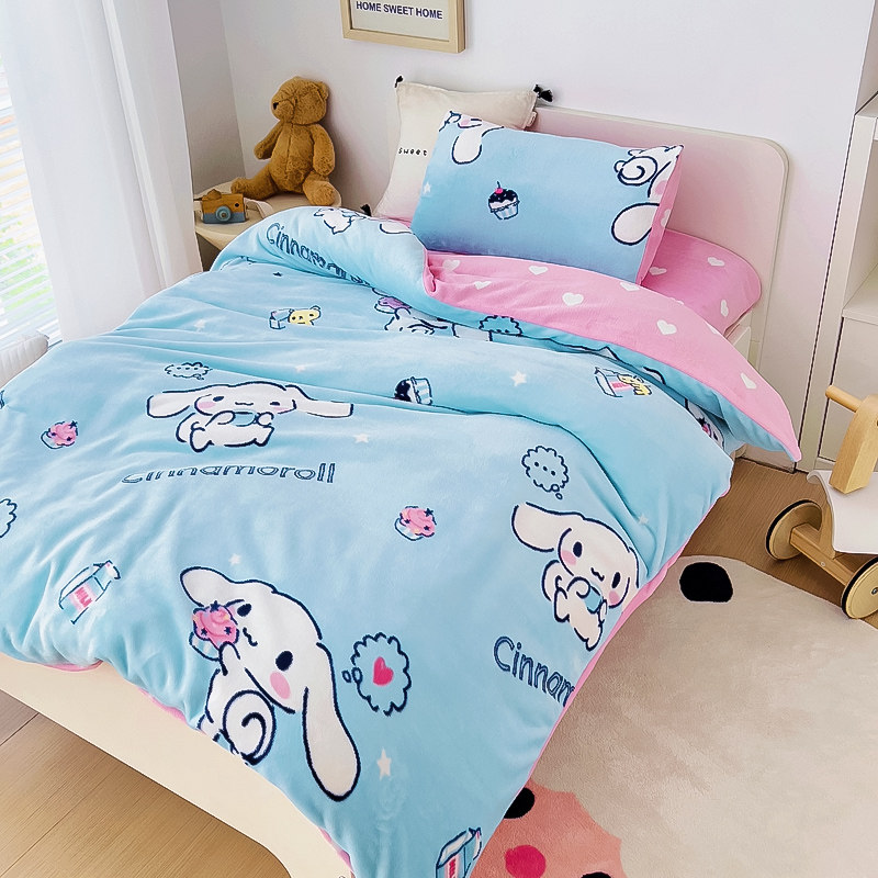 冬季儿童牛奶绒被套120&times;150X200幼儿园加厚双面绒被罩法莱珊瑚绒