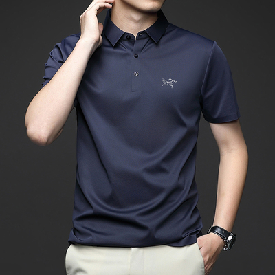 始祖刺绣鸟男士速干短袖T恤夏季高端无痕商务时尚翻领POLO衫男装