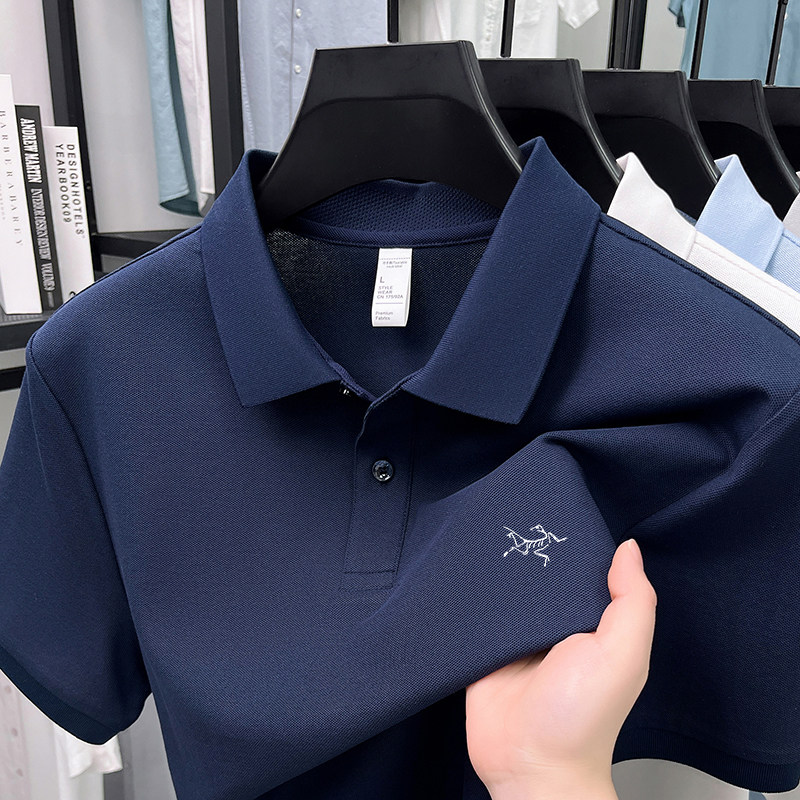 夏季新款刺绣鸟男士丝光棉短袖T恤正品高端户外休闲上衣Polo衫男