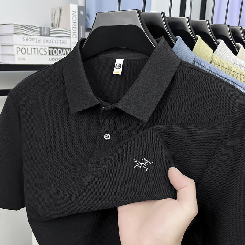 奥莱清仓 刺绣鸟男士短袖T恤夏季纯丝光棉商务休闲翻领半袖POLO衫