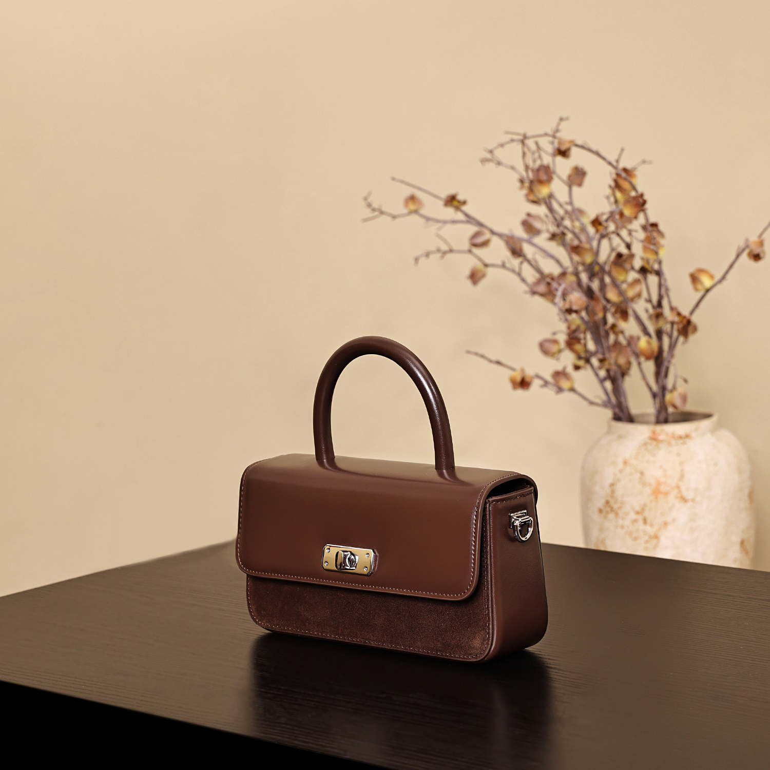 小众设计简约真皮小方包女