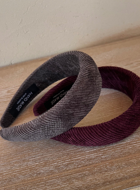 韩国复古灯芯绒高颅顶发箍简约韩系氛围感头箍秋冬气质发卡头饰女