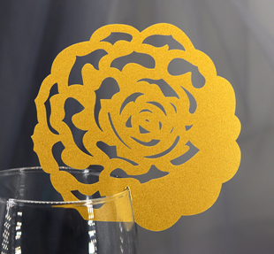 结婚派对用品玫瑰花镂空席位卡桌卡婚礼装饰红酒杯插卡名字卡50张