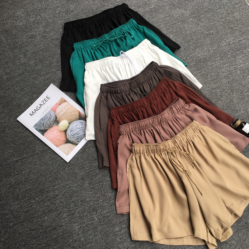 春夏2019新款铜氨丝休闲短裤女韩版chic松紧腰宽松百搭阔腿裙裤子在类目 女装/女士精品, 裤子, 休闲裤中 - 来自Buy2taobao.com提供专业的淘宝代购服务