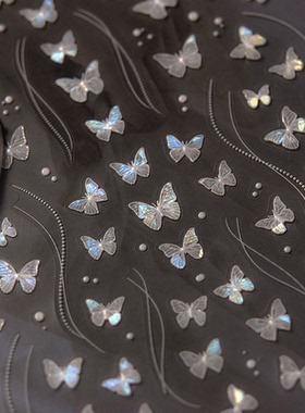 tomoni nailart贝壳光幻彩小白蝶美甲贴纸爆款蝴蝶结指甲贴画饰品