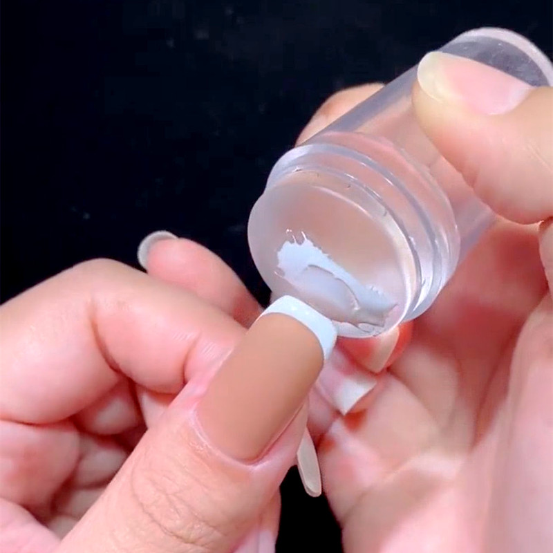 网红法式边V型线透明硅胶转印章