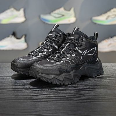 李宁山行加绒休闲鞋保暖反光高帮