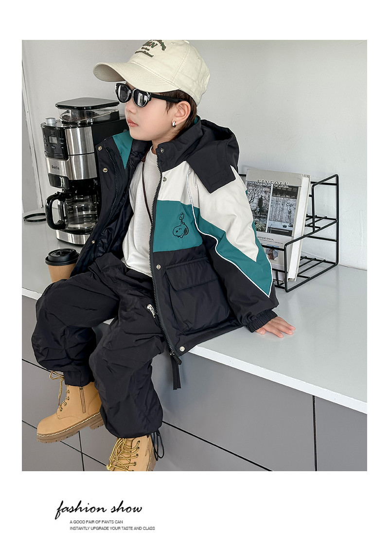 史努比童装儿童羽绒服男童女童冬季新款三合一防风冲锋衣外套