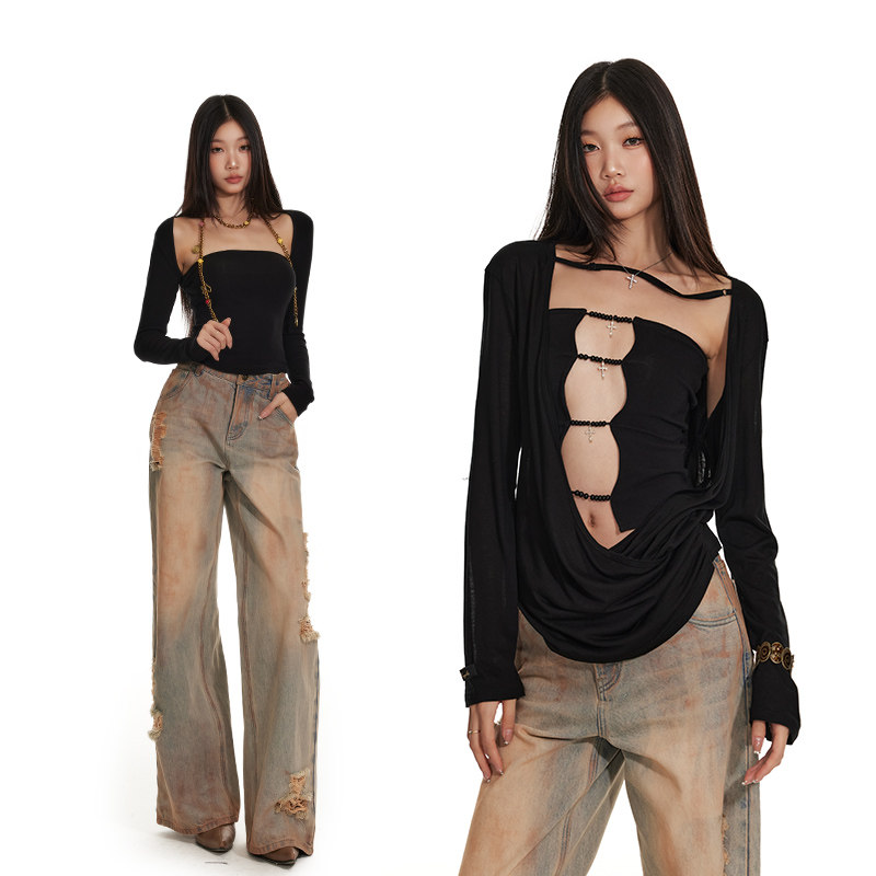 4muggle原创性感串珠水钻十字架正反穿抹胸针织罩衫上衣女两件套,女装/女士精品,背心吊带,淘宝优惠券,粉丝福利购,淘宝优惠卷