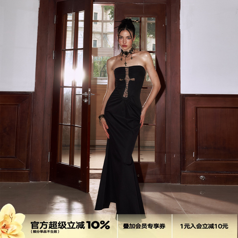 4muggle原创镂空蛛网辣妹连衣裙