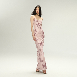 4muggle原创春夏新款性感修身蝴蝶流光连衣裙辣妹显瘦长裙公主裙