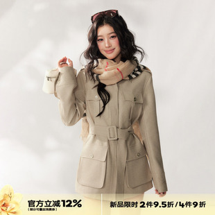 4muggle“鎏金猎场”早春细闪蝴蝶刺绣猎装外套挽袖金扣工装上衣