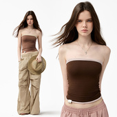 4muggle原创撞色双面穿辣妹抹胸y2k露背无袖 显瘦防滑上衣欧美风