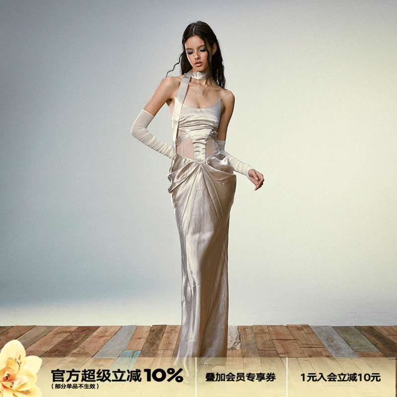 4muggle连衣裙无袖辣妹鱼骨裙