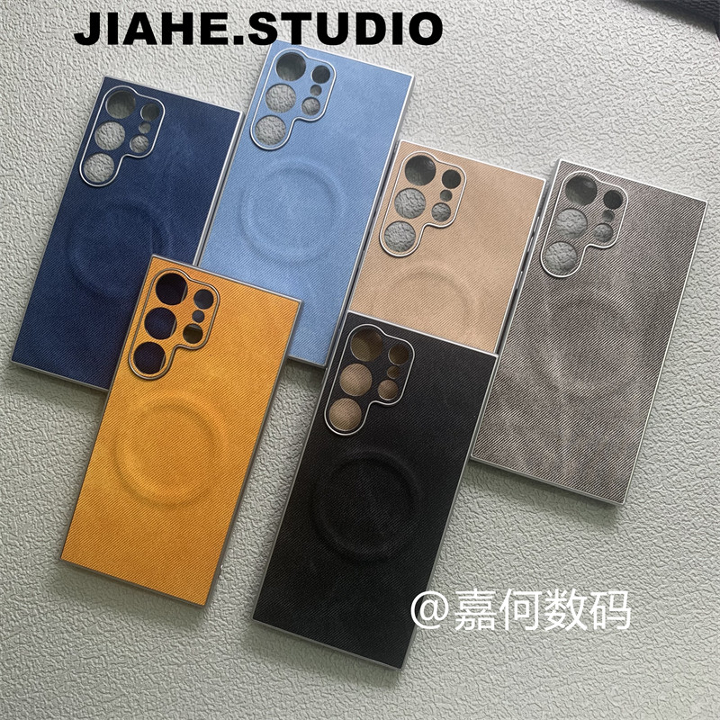 复古商务贴牛仔布适用三星galaxy s25ultra手机壳s24ultra保护壳磁吸s24+全包s25edge防摔轻奢简约s25+潮男女