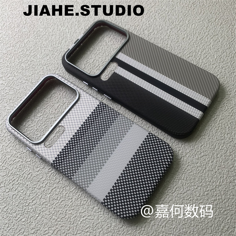 撞色格纹仿碳纤维纹凯夫拉纹适用小米17promax手机壳磁吸小米15ultra硬浮雕男小米15pro保护壳轻奢商务颗粒感