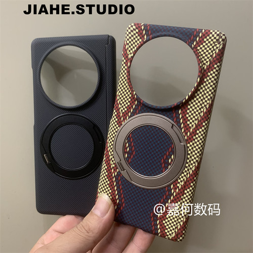 仿碳纤维纹理凯夫拉纹理蛇纹国潮适用vivo X Fold5手机壳带支架x fold3手机壳磁吸硬壳中轴保护壳商务轻奢男