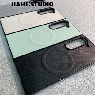 Fold7 fold5手机壳磁吸z 轻薄蚕丝纹金丝纹适用三星Z Flip4保护壳z Flip5男女z Flip3轻奢商务w25 Fold6