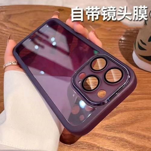 高级感暗紫色适用OPPOReno1312手机壳Reno7带镜头膜Findx8透明软壳A32A93A55A11A58简约A72一加ace5 13保护套