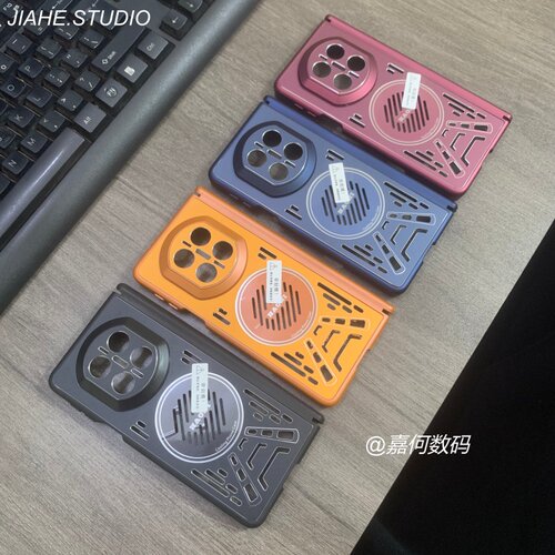 机甲金属铝合金背板镂空透气散热双中轴适用华为mate x7手机壳PC硬壳matex7典藏版磁吸防摔保护壳撞色商务男