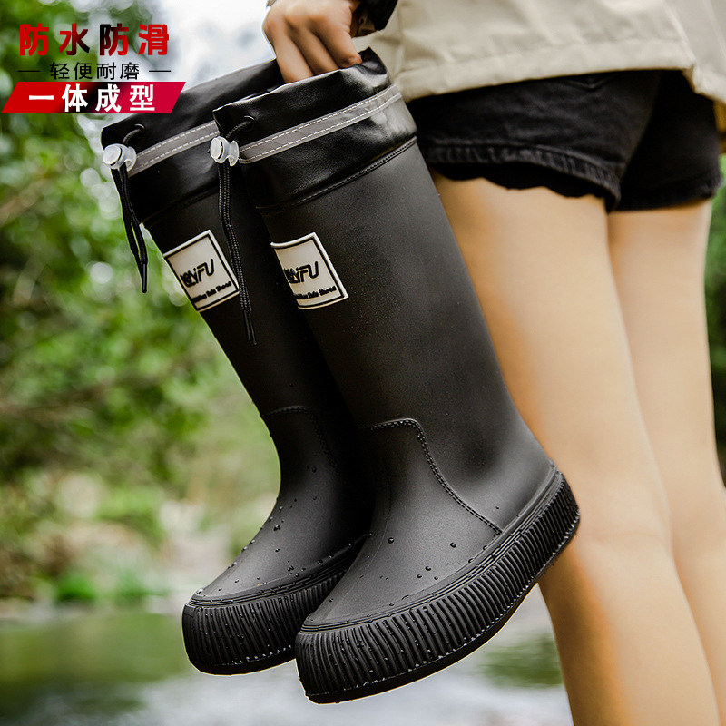 雨鞋女款高筒水鞋防水防滑四季时尚加绒轻便耐磨雨靴束口防水软底