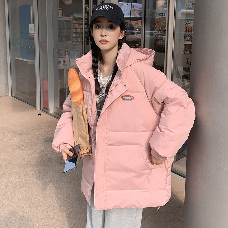 鸭鸭冬季新款羽绒棉衣女短款韩系宽松百搭棉服学院风纯色小众ins